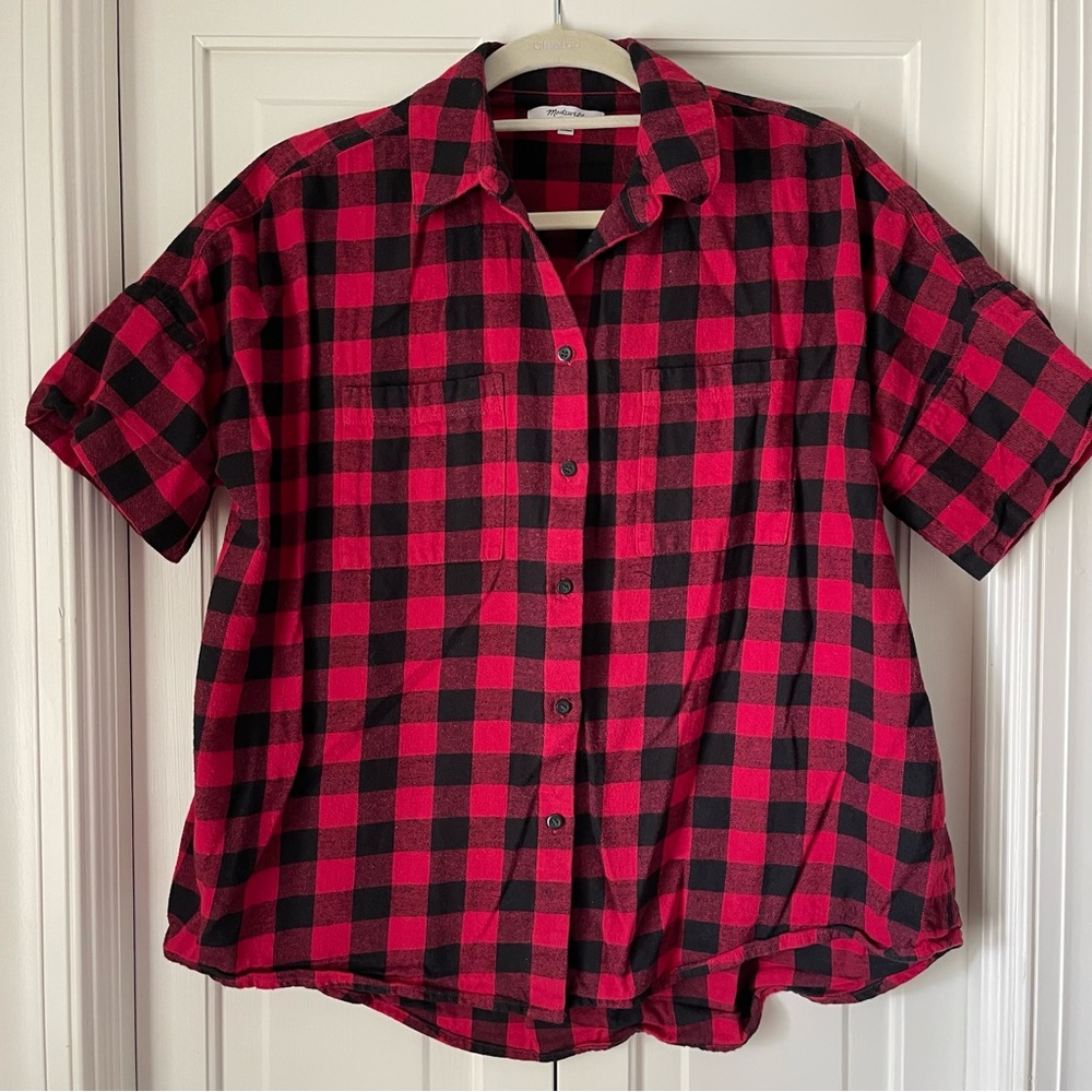 Madewell Buffalo check button up top